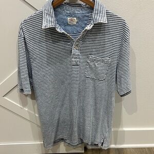 Faherty Blue and White Striped Polo Shirt